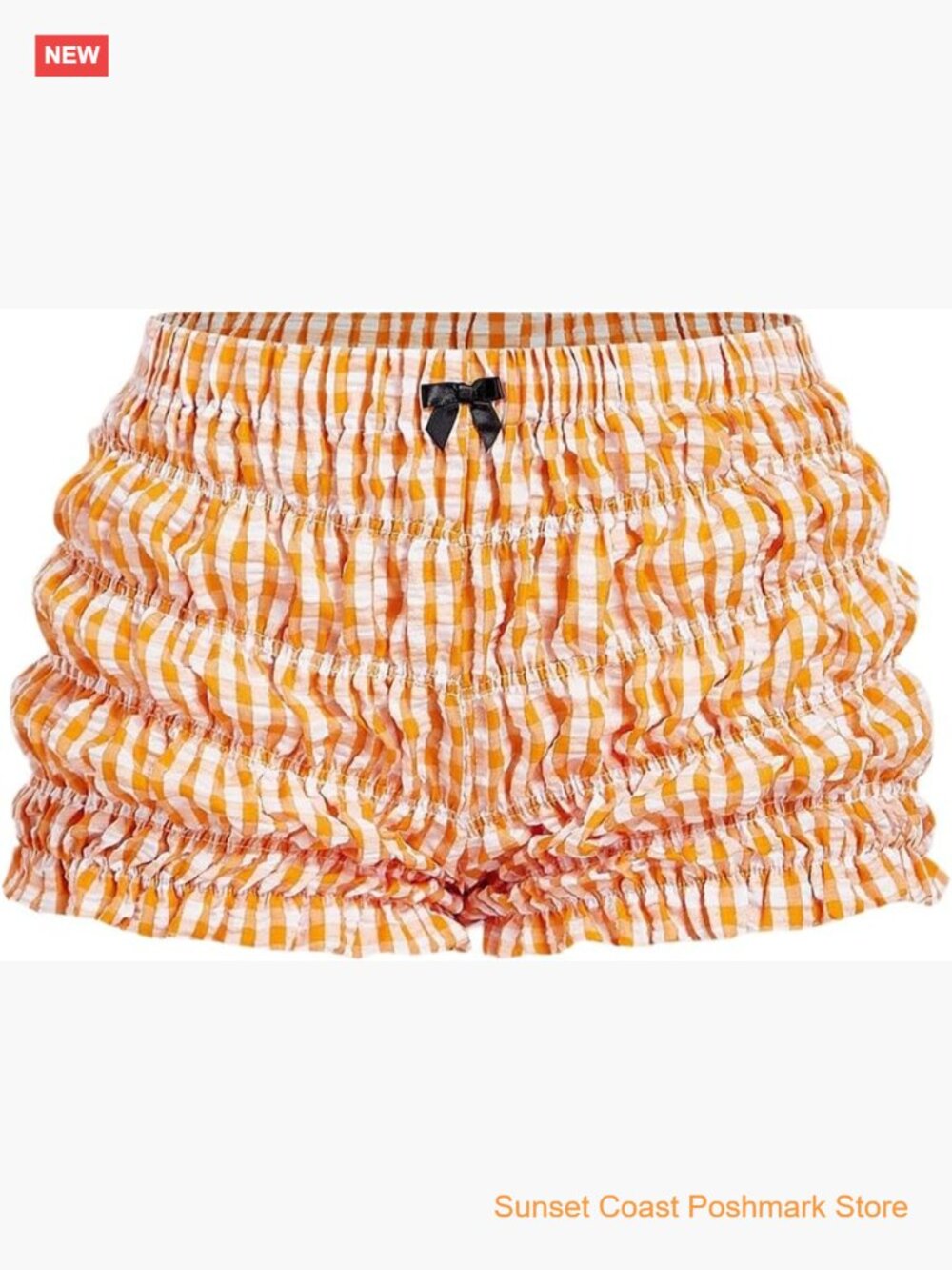 Ruffle Trim Plaid Bloomer Shorts Elastic Waist Frill Bottoms Y2k Micro Shorts